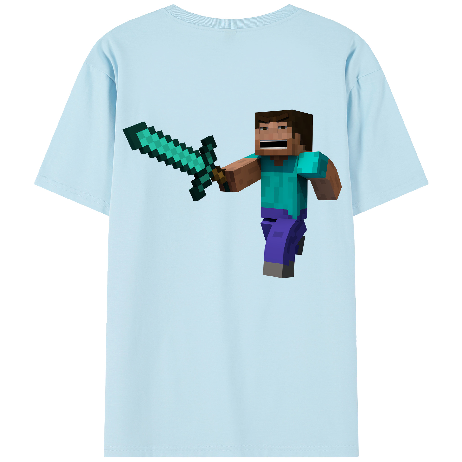 （画像用） マインクラフト ブロックの世界 Minecraft MC Block world 綿100％半袖Tシャツ（背面プリント）